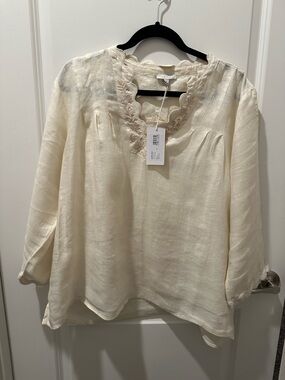 Johnny Was Cream Orla Linen Blouse